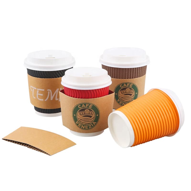 custom logo corrugated paper coffee cup sleeve - HuaCang Packaging Company