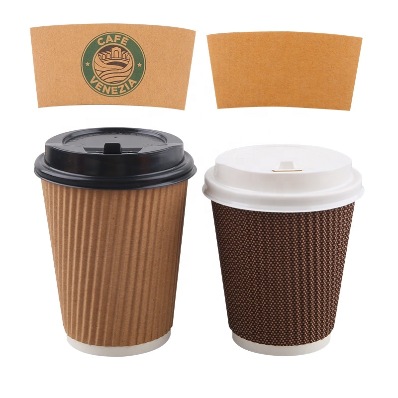 custom logo corrugated paper coffee cup sleeve - HuaCang Packaging Company