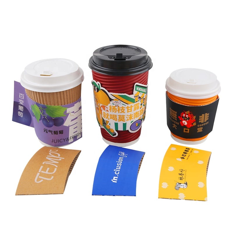 custom personalised disposable paper cup sleeve - HuaCang Packaging Company