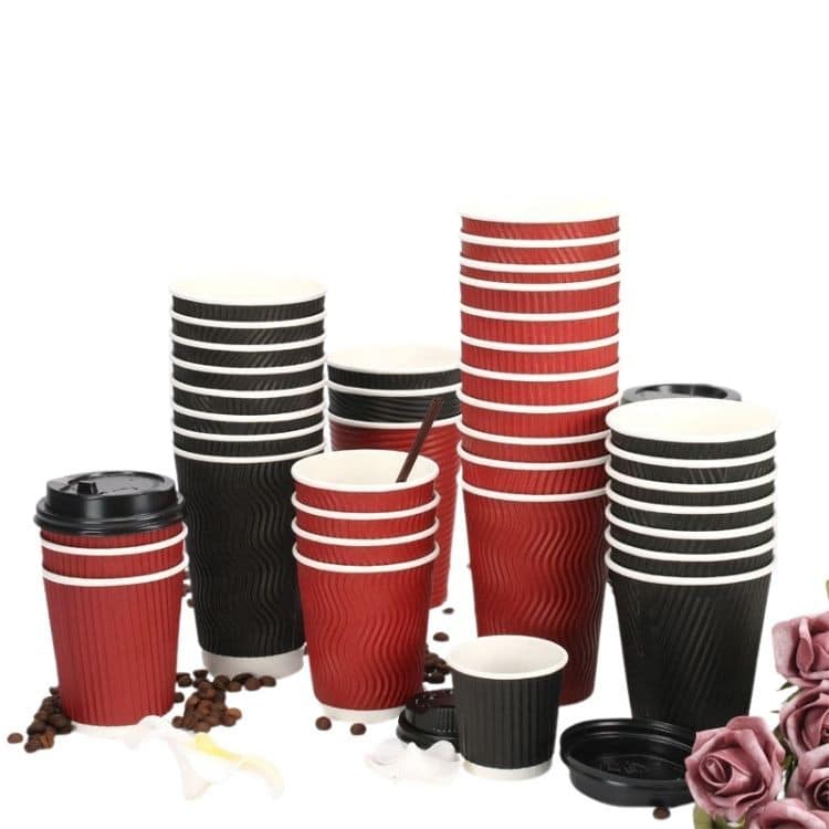 double ripple wall hot coffee paper cups with logo - HuaCang Packaging ...
